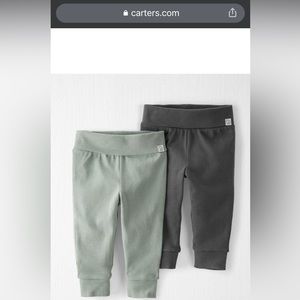 Carter’s 2-Pack Organic Cotton Grow-With-Me Pants - Meadow & Charcoal